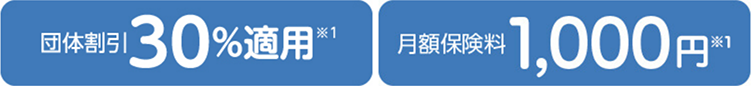 団体割引30%適用 月額保険料1,000円